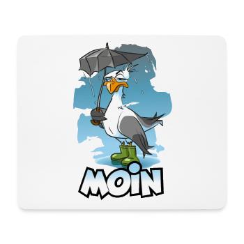 Möwe mit Regenschirm und Gummistiefel - Moin - Mousepad (Querformat) - Weiß - Vorne