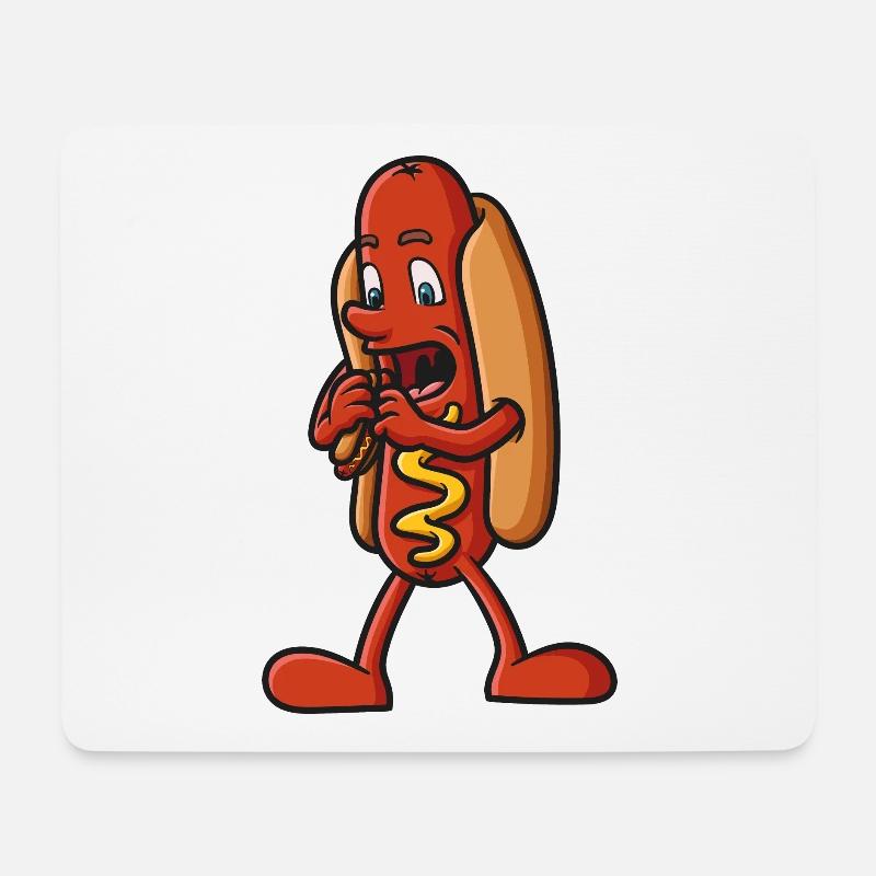 Ein Hot Dog isst einen kleinen Hot Dog - Mousepad (Querformat) - Weiß