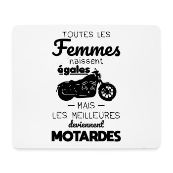 Toutes les femmes naissent égales, motardes - Tapis de souris (format paysage) - blanc - Devant