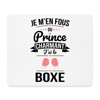 Je m'en fous du prince charmant - J'ai la boxe - Tapis de souris (format paysage) - blanc - Devant