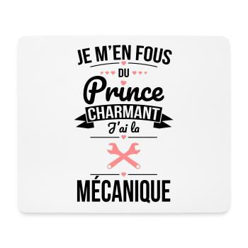 Je m'en fous du prince charmant j'ai la mécanique - Tapis de souris (format paysage) - blanc - Devant