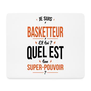 Je suis basketteur - Super pouvoir idée cadeau - Tapis de souris (format paysage) - blanc - Devant