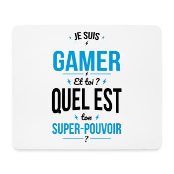 Je suis gamer - Super-pouvoir - Tapis de souris (format paysage) - blanc - Devant