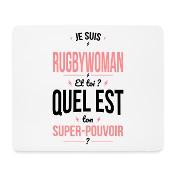 Je suis rugbywoman - Super-pouvoir - Tapis de souris (format paysage) - blanc - Devant