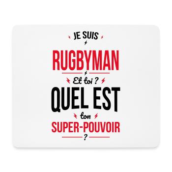 Je suis rugbyman - Super-pouvoir - Tapis de souris (format paysage) - blanc - Devant
