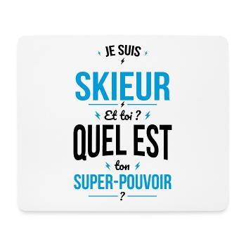 Cadeau ski - Je suis skieur - Super-pouvoir - Tapis de souris (format paysage) - blanc - Devant