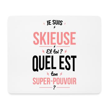 Cadeau ski - Je suis skieuse - Super-pouvoir - Tapis de souris (format paysage) - blanc - Devant