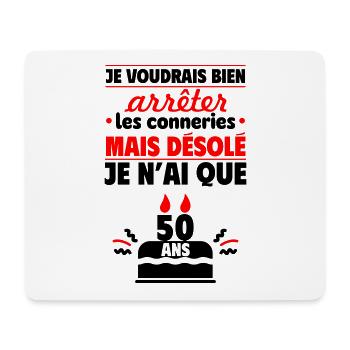 Cadeau anniversaire 50 ans, Humour & Fun - Tapis de souris (format paysage) - blanc - Devant