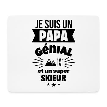 Papa génial & skieur – idée fête des pères - Tapis de souris (format paysage) - blanc - Devant