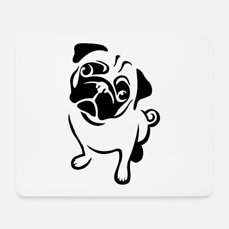 Mops - Mousepad (Querformat) - Weiß