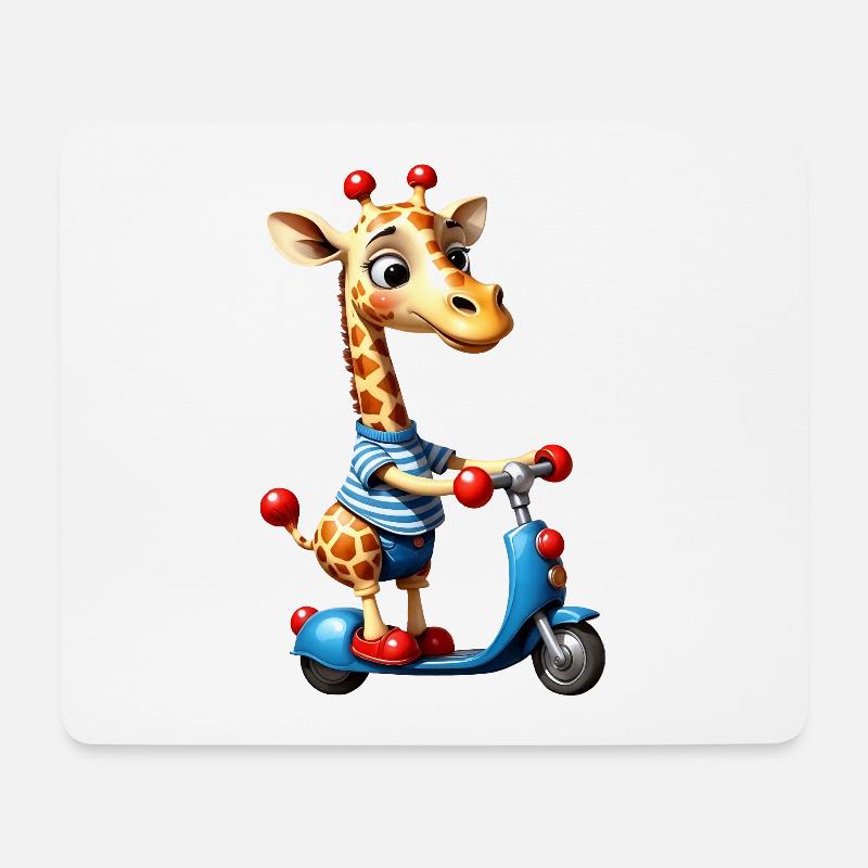 Giraffe Tina hat gelernt mit dem Roller zu - Mousepad (Querformat) - Weiß