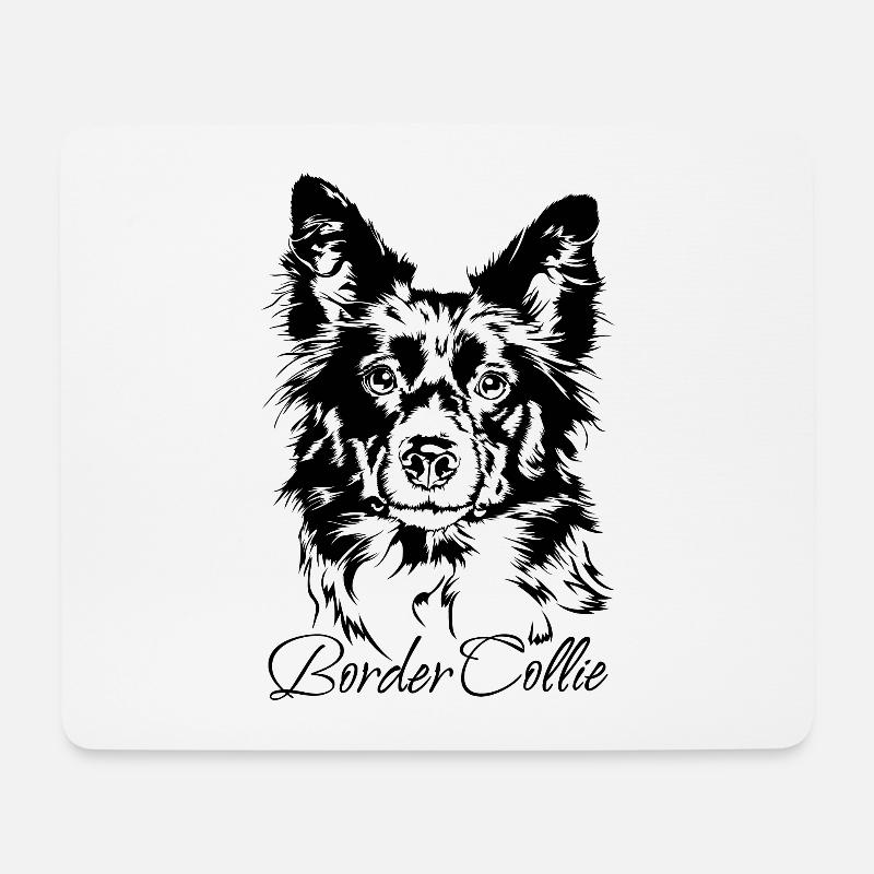 BORDER COLLIE Portrait Hunde Wilsigns Hütehunde - Mousepad (Querformat) - Weiß