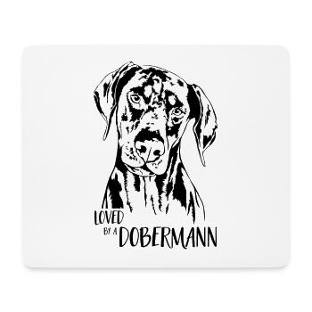 Aimé par un chien Doberman disant Wilsigns - Tapis de souris (format paysage) - blanc - Devant