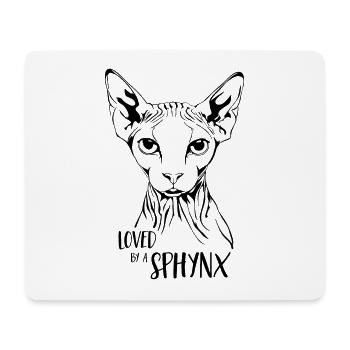 Loved by a Sphynx Katzenspruch Katze Wilsigns - Mousepad (Querformat) - Weiß - Vorne