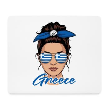 Fille Grecque Femme Drapeau Grèce - Tapis de souris (format paysage) - blanc - Devant
