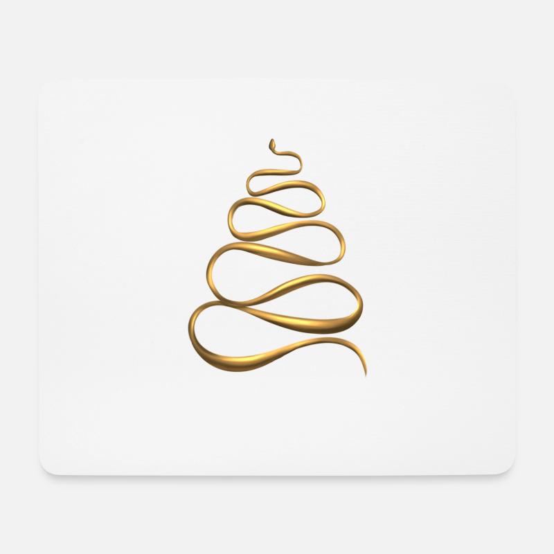 Goldene Schlange Weihnachtsbaum - Mousepad (Querformat) - Weiß
