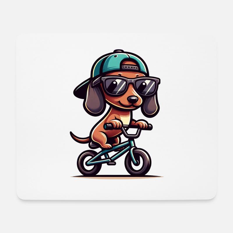Dackel BMX Fahrrad Hundebesitzer Design - Mousepad (Querformat) - Weiß