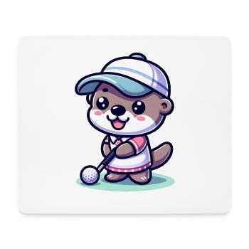 Lustiger Otter Golfspieler auf dem Golfplatz - Mousepad (Querformat) - Weiß - Vorne