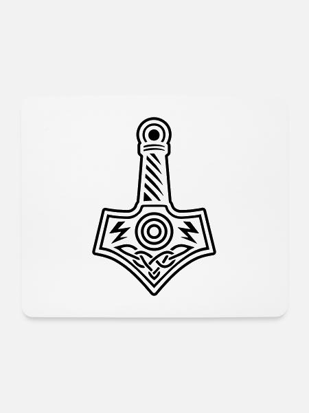 Thors Hammer Mjölnir Hammer des Gottes Thor - Mousepad (Querformat) - Weiß