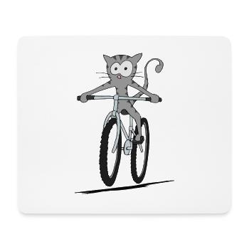 Fahrrad fahrende Katze Kätzchen radeln Geschenk - Mousepad (Querformat) - Weiß - Vorne