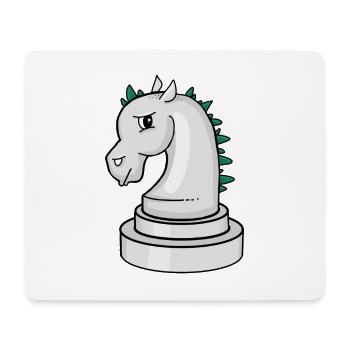 Schachfigur: genervtes Punk-Schachpferd - Mousepad (Querformat) - Weiß - Vorne