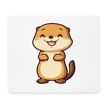 Loutre mignonne et heureuse dans le style dessin animé - Adorable - Tapis de souris (format paysage) - blanc - Devant