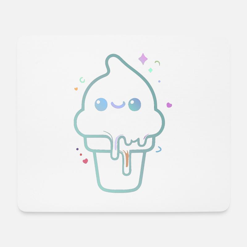 Glace kawaii pastel scintillante - Tapis de souris (format paysage) - blanc