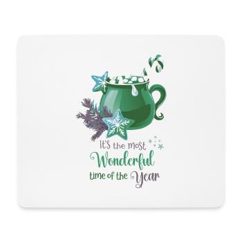 Hot Cacao, It's the most wonderful time, green - Mousepad (Querformat) - Weiß - Vorne