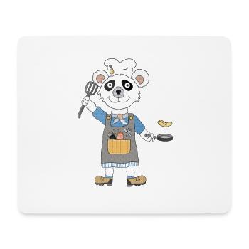 Panda Cook Bambou et Poêle à frire - Tapis de souris (format paysage) - blanc - Devant