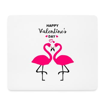 Flamants roses Saint-Valentin - Tapis de souris (format paysage) - blanc - Devant