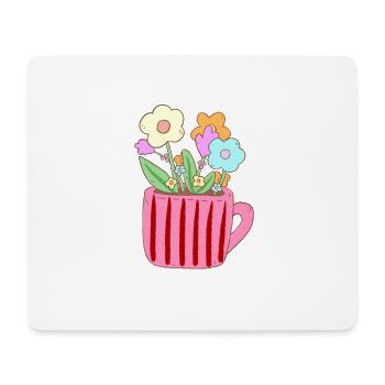 Pastellblumen Becherdesign - Mousepad (Querformat) - Weiß - Vorne
