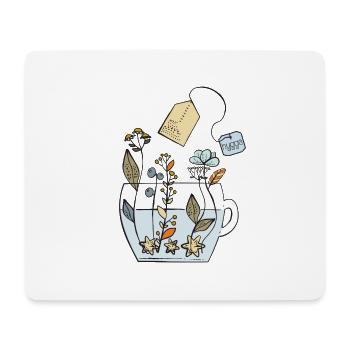Hygge Tea Cup with Flowers - Mouse Pad (horizontal) - white - Front