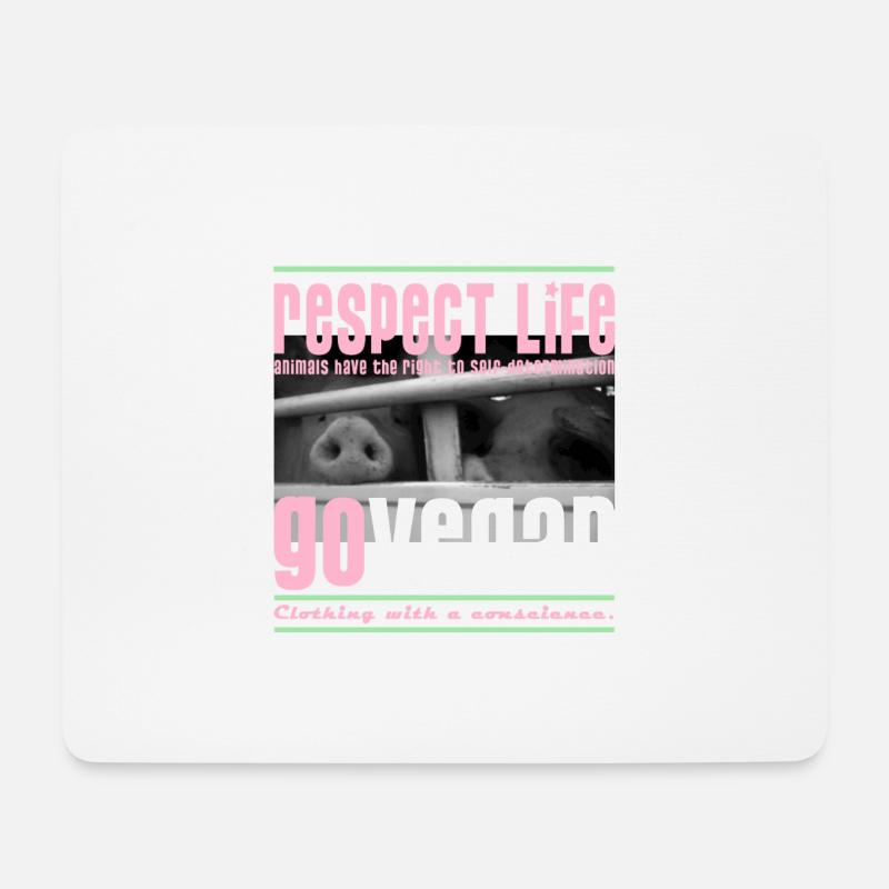RESPECT LIFE - GO VEGAN - Mousepad (Querformat) - Weiß