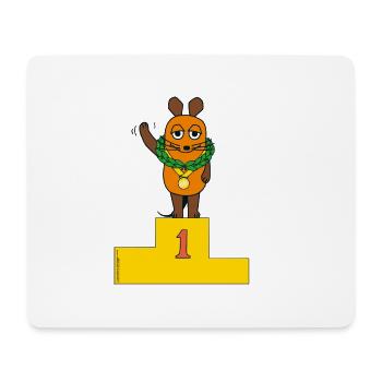 Die Maus bei Siegerehrung - Mousepad (Querformat) - Weiß - Vorne