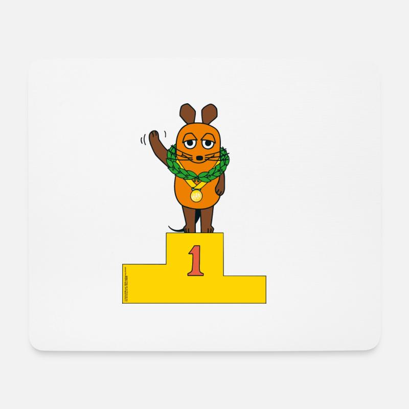 Die Maus bei Siegerehrung - Mousepad (Querformat) - Weiß