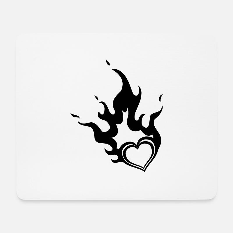 brennendes Herz - Mousepad (Querformat) - Weiß