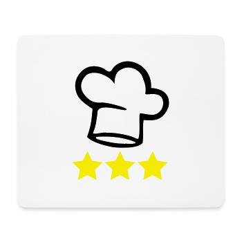 Chapeau de chef cuisinier 3 étoiles - Tapis de souris (format paysage) - blanc - Devant