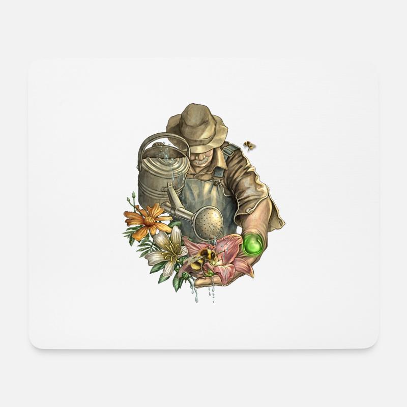 Gärtner Grüner Daumen Biene RAHMENLOS Geschenk - Mousepad (Querformat) - Weiß