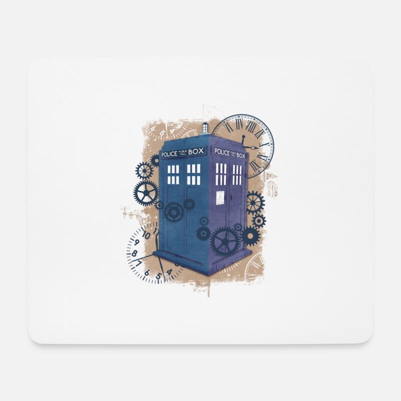 Steampunk policebox - Tapis de souris (format paysage) - blanc