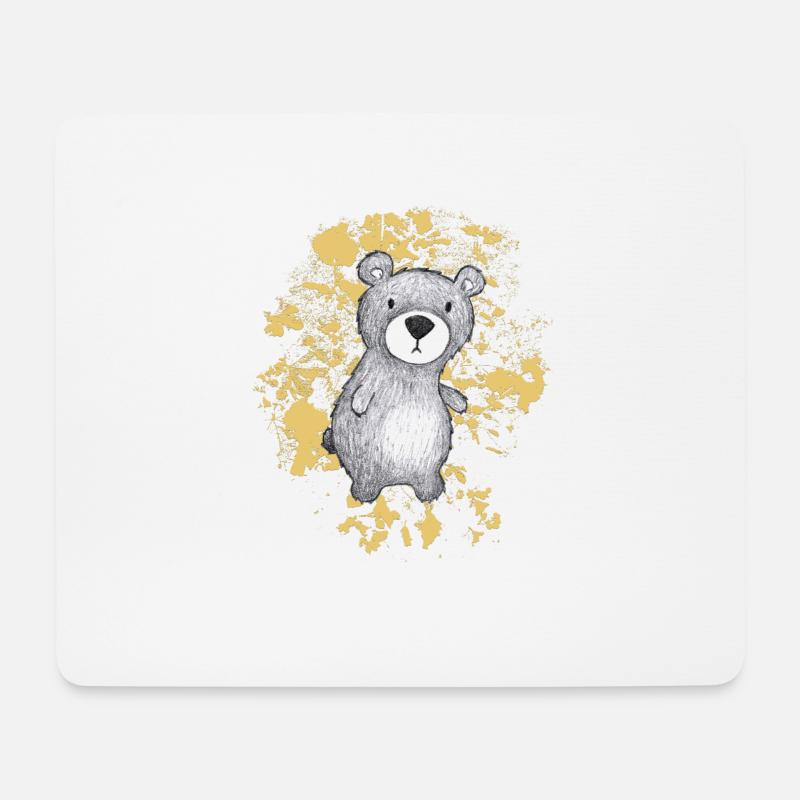 Bear honey yellow leaves - Mouse Pad (horizontal) - white