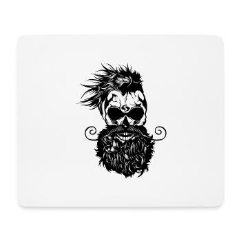 head of death hipster skull bearded beard mustache s - Mouse Pad (horizontal) - white - Front