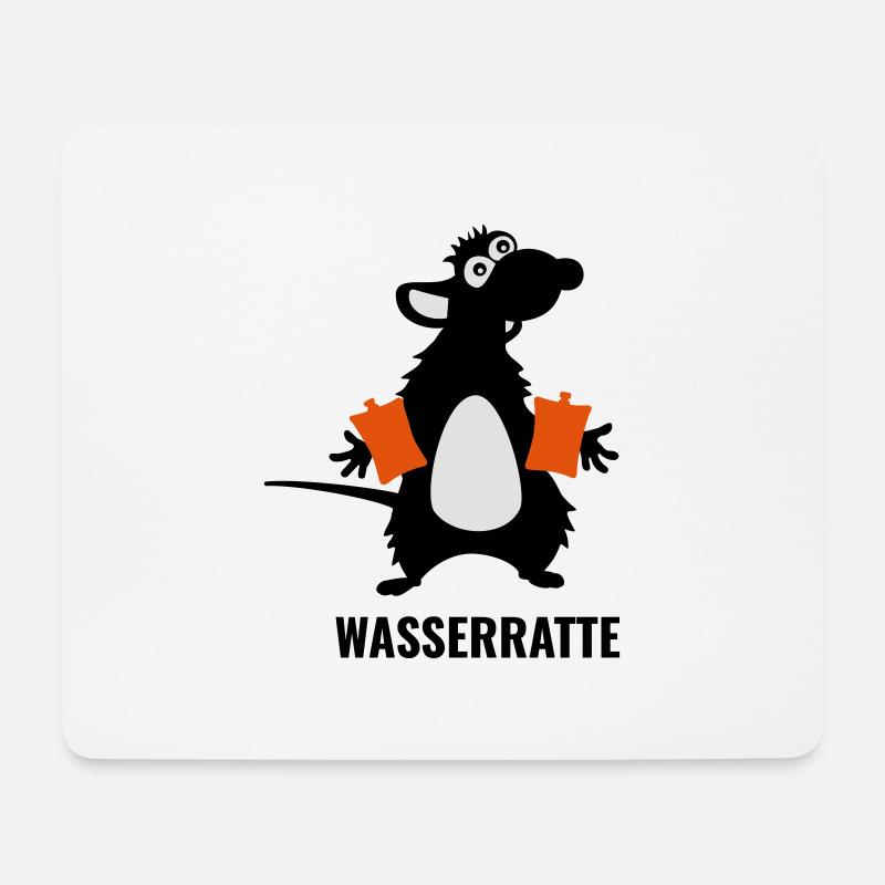 Wasserratte mit Schwimmflügeln - Mousepad (Querformat) - Weiß
