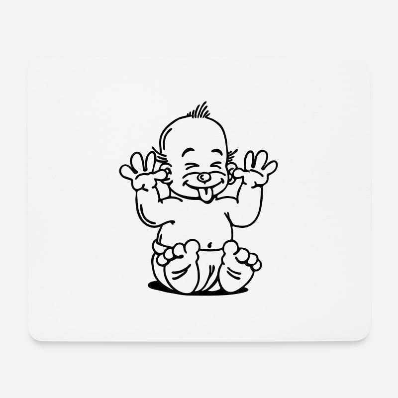 Baby macht Grimasse - Ätsch - Mousepad (Querformat) - Weiß
