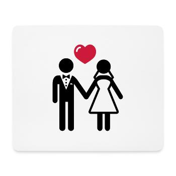 Mariée et le marié avec coeur - Tapis de souris (format paysage) - blanc - Devant