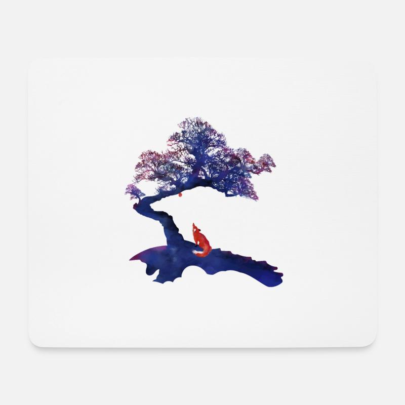 Fuchs Baum Natur Wildlife Abenteuer Leben Erde - Mousepad (Querformat) - Weiß