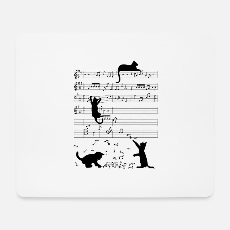 Musikalisch Katze Kätzchen Musik Notenschlüssel - Mousepad (Querformat) - Weiß