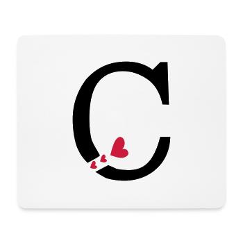 Capital letter C with hearts - Mouse Pad (horizontal) - white - Front