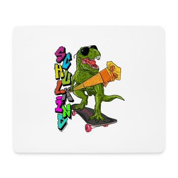 Skateboard Dino Schulkind in Grün - Mousepad (Querformat) - Weiß - Vorne