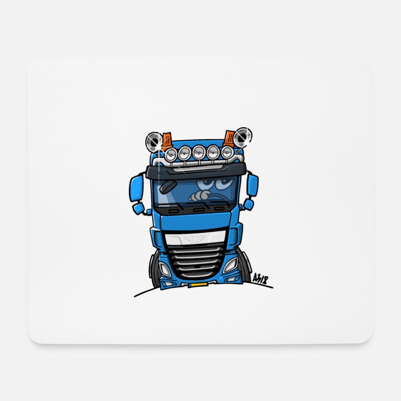 0700 D LKW blau - Mousepad (Querformat) - Weiß