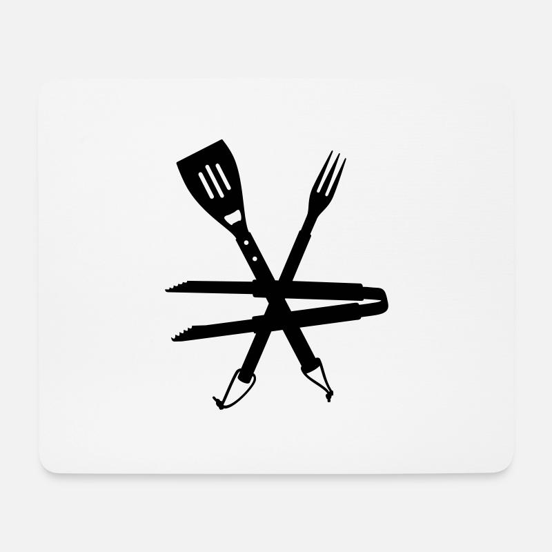 Grillbesteck / BBQ Utensils (1c) - Mouse Pad (horizontal) - white